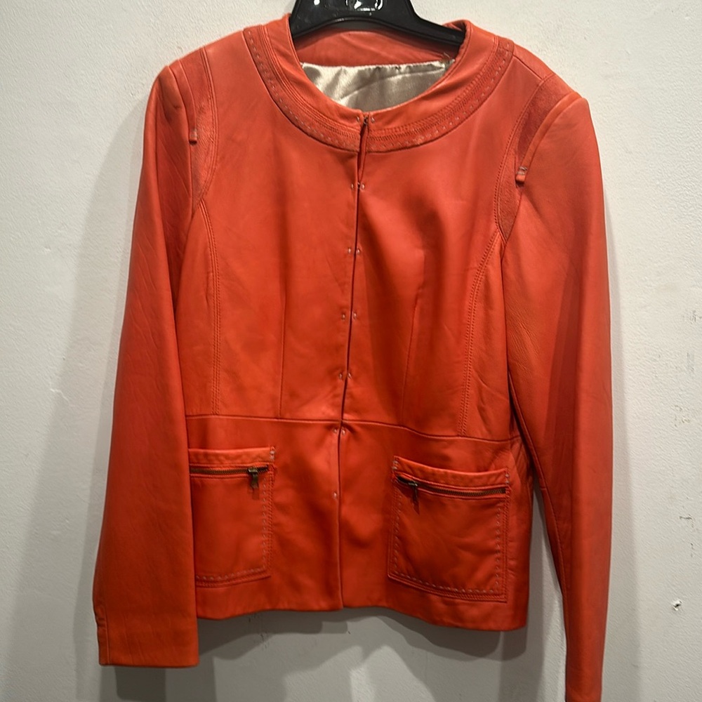 Vintage Orange Leather Soft Orange Leather Jacket pockets size large